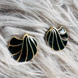 Vintage Enamel Gold Floral Earrings